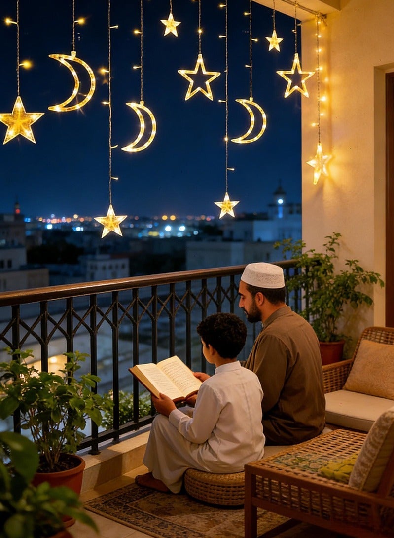 Topyich 2M Star Moon Ramadan Lights, LED Ramadan Decorations for Indoor Outdoor,  Fairy String Lights with Remote & Battery Case - Image 1